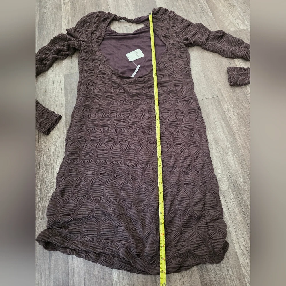 NWT FREE PEOPLE PAULIE mini Dress Textured Boho Chic festival Brown